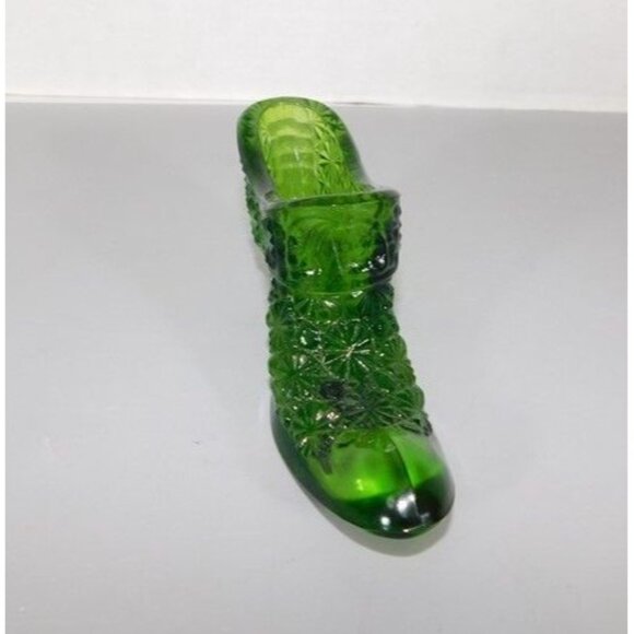 7/1292 Vintage LE Smith Daisy and Button  Emerald Green Lady Victorian Slipper S - Picture 3 of 5